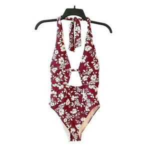 Adore Me Burgundy Floral Brinlee Contour One Piece Swimsuit Size Small NWOT